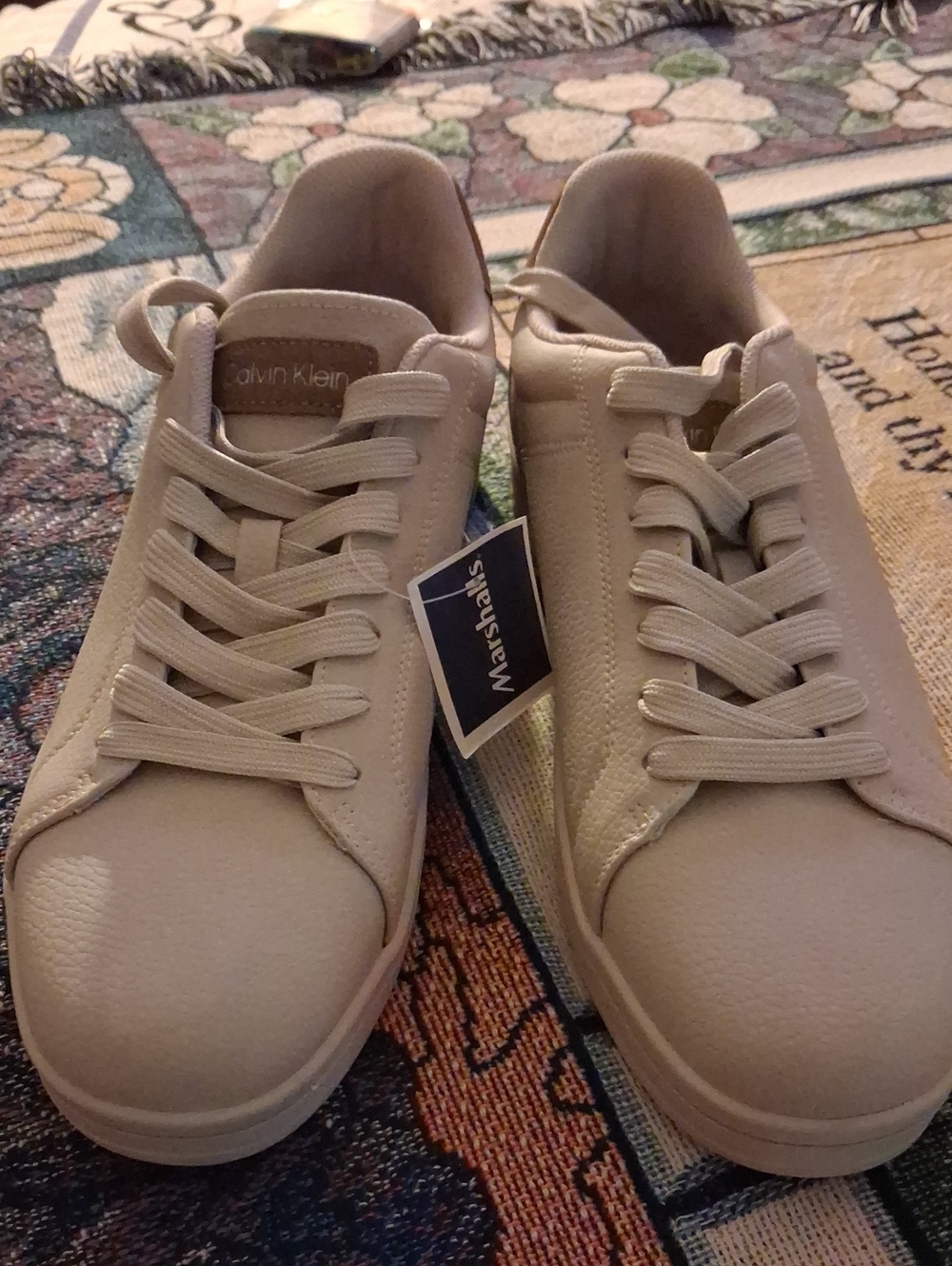 Calvin Klein Men's Beige Low-Top Lace-Up Sneakers